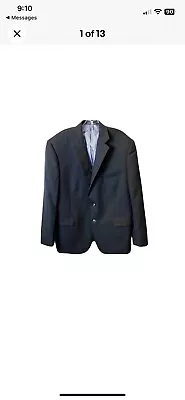 Stafford Blazer Sport Jacket Coat Classic Fit 46S Black Wool Silver Crest Button • $50