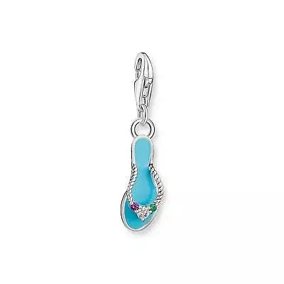 Genuine THOMAS SABO Charm Pendant Flip Flop With Colourful Stones Silver • $69