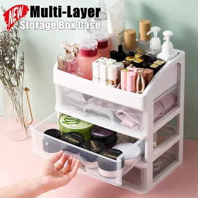 $20.95 • Buy 3-Drawer Makeup Organizer Container Box Cosmetic Storage Box Desk Lipstick Case