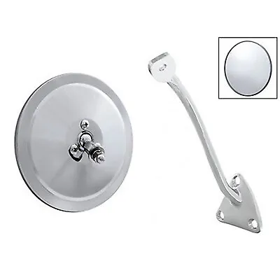 55-59 Chevy Truck 5  Chrome Smooth Round Door Rear View Mirror & LH Mounting Arm • $36.59