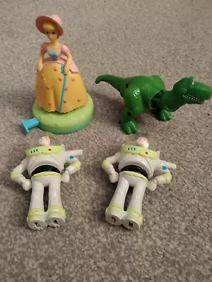 1996 Toy Story Buzz Lightyear Rex Bo Peep McDonalds Disney Figures Happy Meal X4 • £1.99