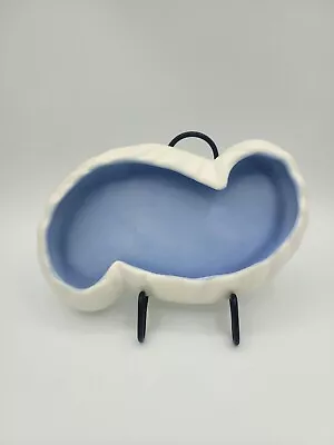 Vintage MCM Haeger USA Shallow Planter Console Dish Bowl Blue White Squiggle • $15.89