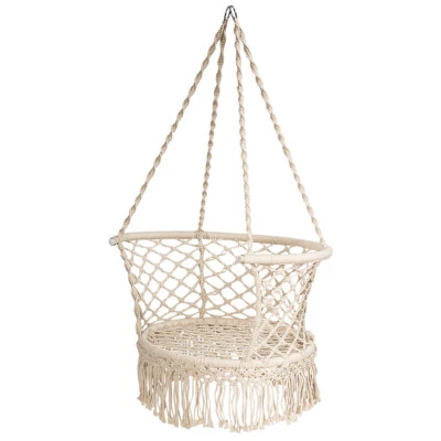 £34.99 • Buy Hammock Macrame Swing Chair Home Garden Hanging Rope Seat With Tassels 160KG