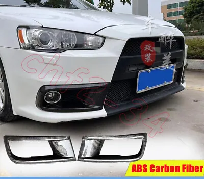 For Mitsubishi Lancer EX EVO ABS Carbon Front Bumper Grill Air Vent Fog Cover*2 • $171.08