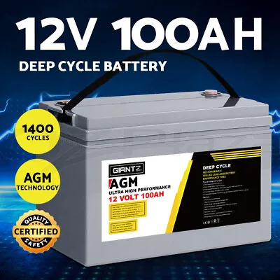 Giantz AGM Deep Cycle Battery 12V 100Ah Marine Sealed Power Portable Box Solar • $189.95