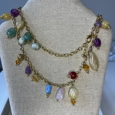 $19.70 • Buy Joan Rivers Multistone Gold Chain Charm Necklace