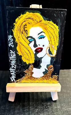 MARILYN MONROE GOLD ACEO 3.5 X 2.5 PAINTING Original SWARTZMILLER DNA SIGNED ART • $7.29