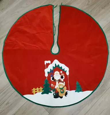 Prima Creations Colorful Velvety Christmas Tree Skirt Santa Teddy Bear House 44  • $8.99