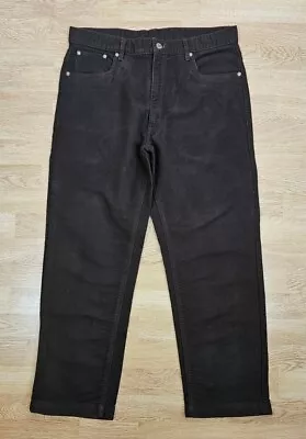 Samuel Windsor Moleskin Trousers Men's 32x27 ~ Brown Brushed Cotton Straight Leg • $30.32