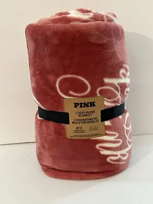 NWT Super Cozy  Victoria's Secret PINK Sherpa Blanket Soft Begonia 60  X 50  • $39.95