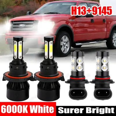 For 2004-2014 Ford F-150 6000K LED Headlight Hi/Lo + Fog Light 4 Bulbs Combo Kit • $20.12