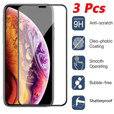 3 Packs Screen Protector Arc Tempered Glass For IPhone 14 13 12 Pro X XR XS Max • $7.25