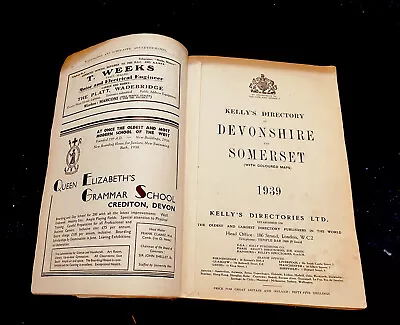 Businesses & Trades 1939 Kellys Directory Devonshire No Map & Somersetshire • £18