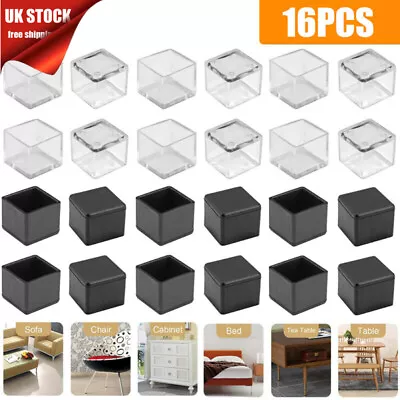 16x Chair Leg Cap Silicon Rubber Feet Floor Protector Pad Furniture Table Cover • £7.45