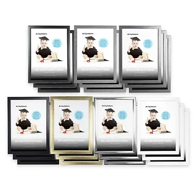 A4 Photo Frames Pack Of 3 Certificate Art Picture Frame Black White Silver Grey • £9.69