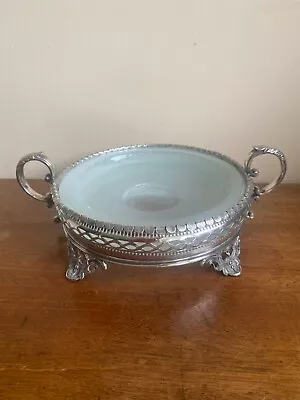 £20 • Buy Antique Silver Plate & Art Glass Dish Caviar/Butter/ Preserves 6.5 