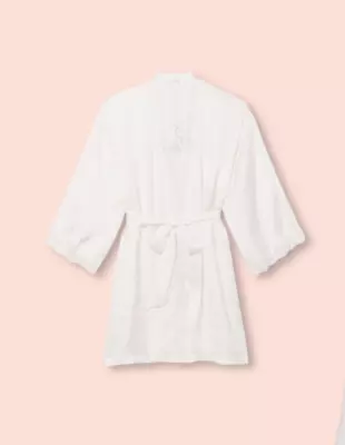 VICTORIA'S SECRET Satin Embellished Bride Lace Robe XXL2XL Coconut White NEW • $49.99