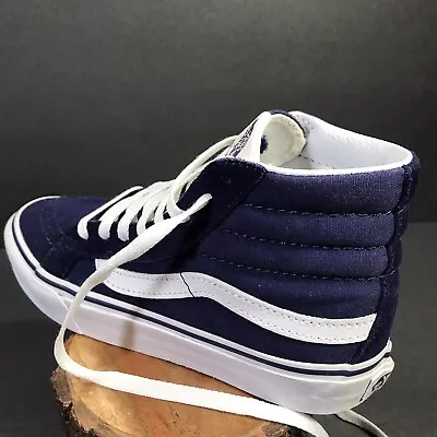 Vans Sk8-Hi  Suede Canvas Blue White Women’s Sneakers Shoe Size 5  Or Youth 3.5 • $34.95
