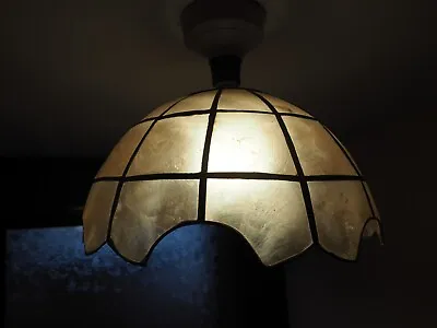Small Vintage Capiz Shell Ceiling Light  Shade 25cm X 13cm • £14.99