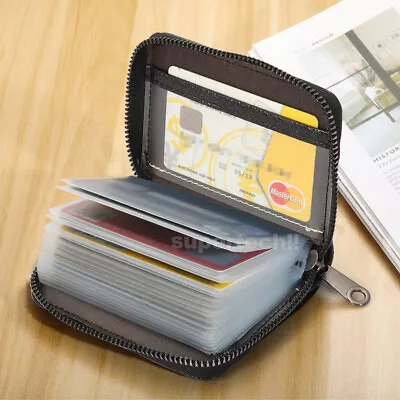 Men's Credit Card Holder Leather Wallet Business Case Slim ID Purse 22 Card Gift • $8.95