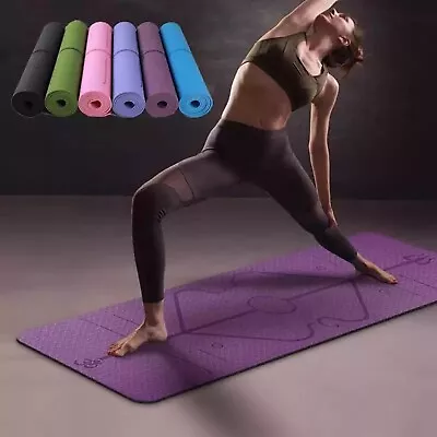 Yoga Mat With Body Alignment Lines Eco-Friendly TPE Non-slip Textured Surface. • $29.95