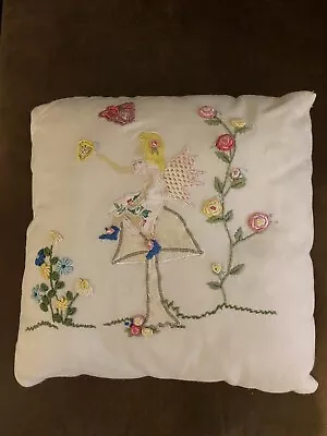 Vintage Girls Decorative Hand Crafted Pillow 10x10 • $7.50