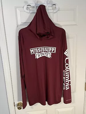 Mississippi State University Bulldogs Columbia PFG Maroon Hooded Pullover Size L • $7.50