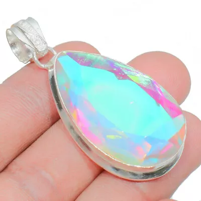 Rainbow Fire Topaz Gemstone Handmade 925 Sterling Silver Jewelry Wedding Pendant • $11.10