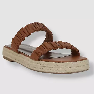 $295 Staud Women's Brown Maya Leather Espadrille Sandals Shoes Size US 6/ 36 EU • $81.98