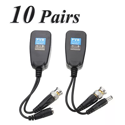 10 Pair CCTV Coax BNC Video Power Balun Transceiver To CAT5e 6 RJ45 Connector • $45.60