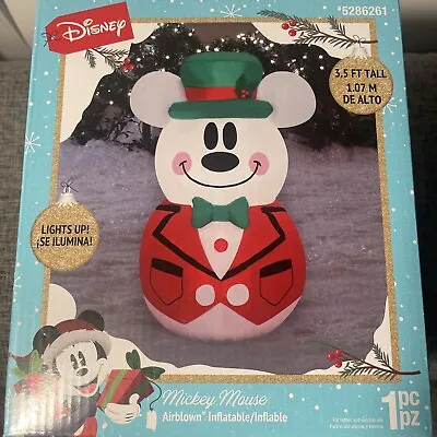 Gemmy Disney 3.5 FT Lighted Snowman Mickie Mouse Christmas Inflatable Decoration • $35