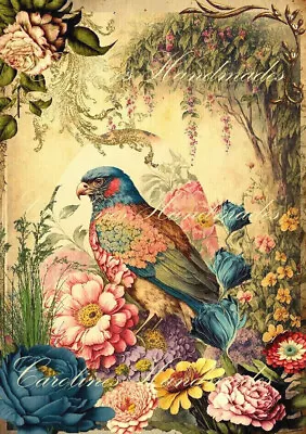 Vintage Bird Floral A Design Reproduction Cotton Fabric Quilt Block Multi-size • $14.75