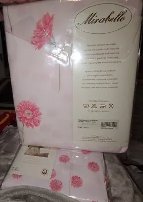 2pc Mirabello TWIN Gerbere Piccole Pink Floral ITALY Flat Sheet Duvet Cover • $65