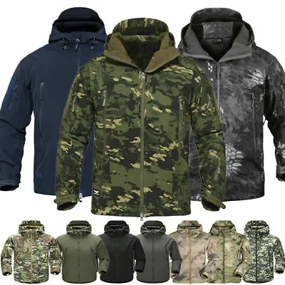 Windproof Mens Tactical Jacket Soft Shell Fleece Military Casual Coat Waterproof • £37.18