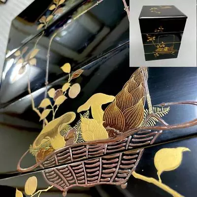 Era Autumn Harvest Basket Maki-E Stepped Lacquer Art Lacquerware Japanese Jubako • $340.20