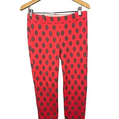 J. Crew Minnie Paisley Print Skinny Pants Coral Crop Size 2 • $17.50