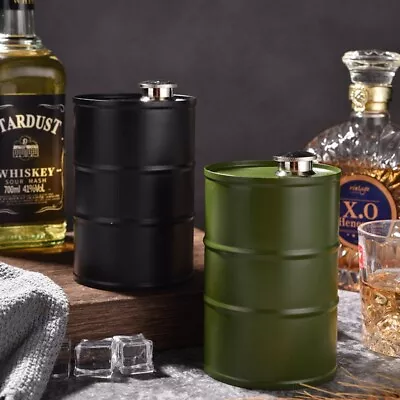 Stainless Steel Oil Barrel Flagon Mini Alcohol Flask Vodka Bottle Whiskey Jug • £10.40