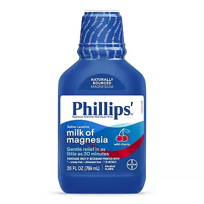 Phillips' Milk Of Magnesia Liquid Laxative Wild Cherry Flavor Stimulant & C... • $13.83