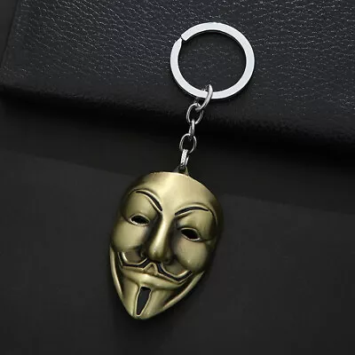 5 Tones V Vendetta Anonymous Hacker Mask Pendant Necklace Key Chain Birthday • $8.80