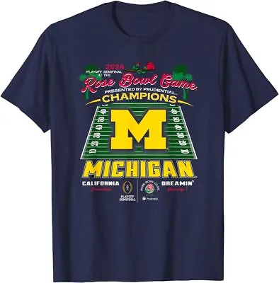 Michigan Wolverines 2024 Rose Bowl Champs Field Navy T Shirt Men Women Kid NEW • $19.59