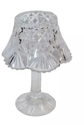 Vtg Crystal Fairy Lamp Candle Holder Cut Glass Beautiful Design 8.5  Tall • $22.50