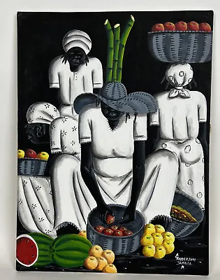 Original Folk Art Painting By Artist C. Anderson Jamaica Market Scene VTG 1996 • £56.93