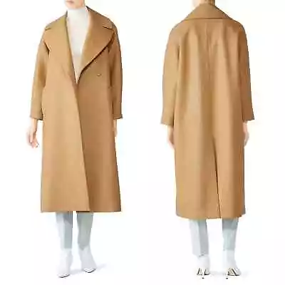 Martin Grant Big Lapel Wool Overcoat Trench Coat L Single Button Pockets Camel • $60