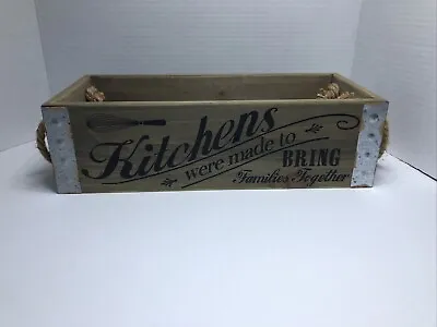 Decorative Country/Western Farmhouse Box With Rope Handles Tin Trim 13.5” • $12.99