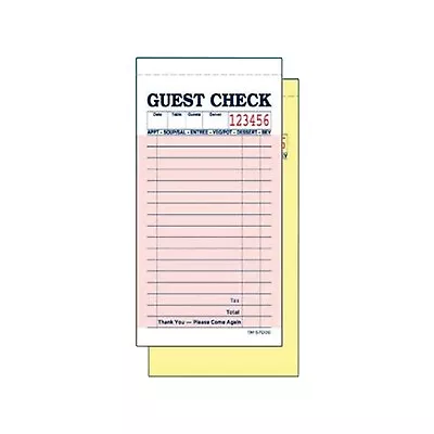 Alliance S7000 2part Carbonless Salmon 17 Line Guest Checks 50 Checks Per Book • $52.46