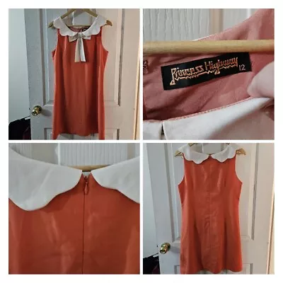 Princess Highway Sz 12 A-line Dress Vintage Orange & White • $24.95