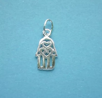 925 SOLID STERLING SILVER Hamsa/Hand Of Fatima CHARM / PENDANT / 12mm X 8mm • £6.83