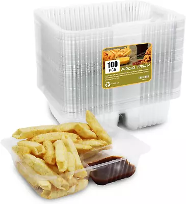 100 PC Nacho Trays Disposable 12oz Plastic Nacho Containers With Chip And Dip H • $18.11