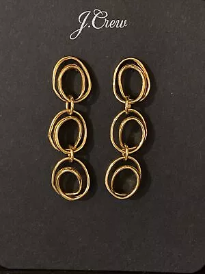 J Crew Gold Double 3 Loop Drop Earrings NWT $38 Classic Gift • $19.95