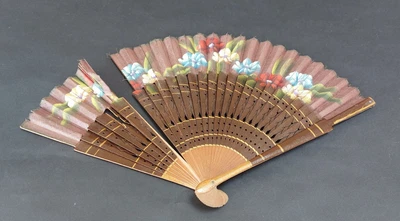£3.99 • Buy Hand Painted Wooden Fan Vintage Floral Restoration 